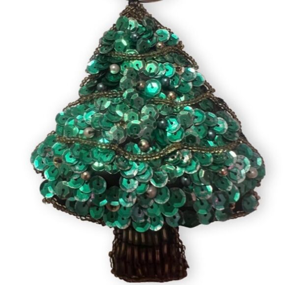 Christmas Tree Sequins And Beads Keychain Coin Purse - Picture 3 of 3
